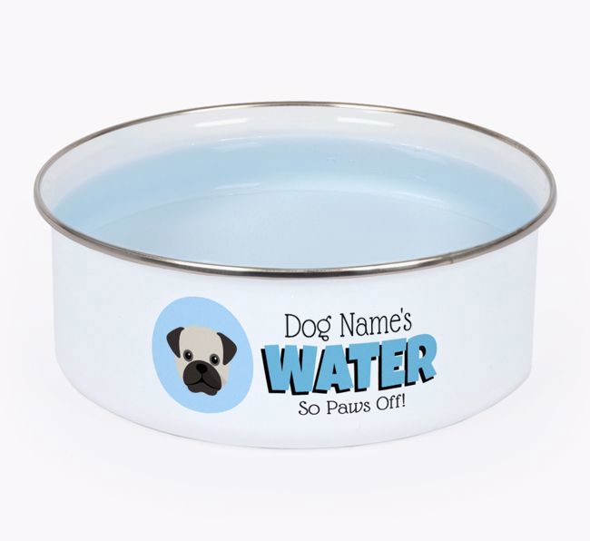 Water, Paws Off: Personalized {breedFullName} Enamel Dog Bowl